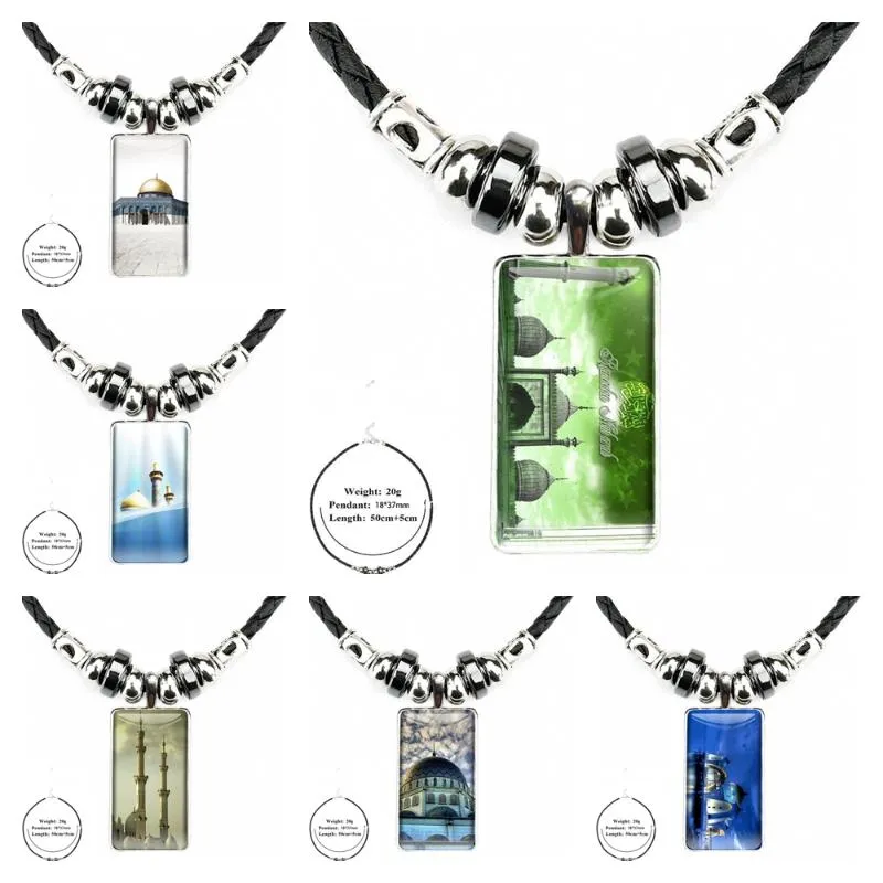 Pendant Necklaces For Women Kids Muslim Going Brand Steel Color Jewelry Fashion Statement Necklace Glass Black Hematite Pendants