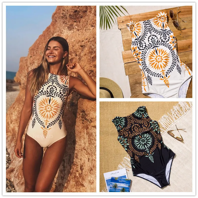 Abstract Pattern Swimwears Tide Womens Colors Bodysuits High Bathsuits Ins One-piece Bikinis