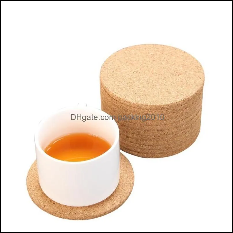 Natural Coffee Cup Mat Round Wood Heat Resistant Cork Coaster Mat Tea Drink Pad Table Decor Wholesale LX3906