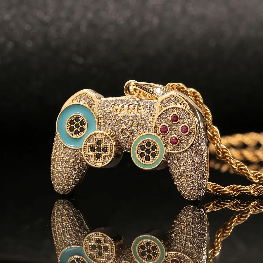 Controller di gioco dal nuovo design Collana con ciondolo lussuosi micro intarsi di diamanti Uomo Donna Hip Hop Punk Collane Gioielli firmati Hi270z