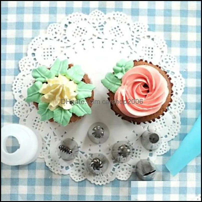 6pcs/set big size cream cake icing piping russian nozzles pastry tips stainless steel fondant decorating tools baking &