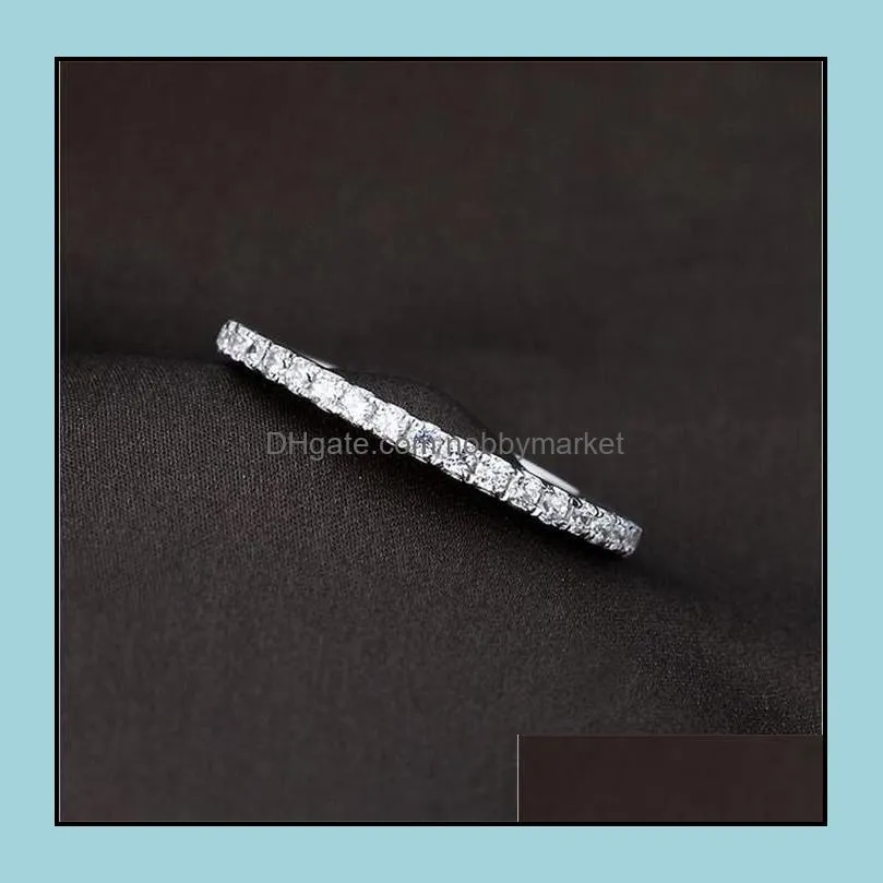 Fashion Original 100% 925 Sterling Silver Band Rings Women Wedding Jewelry Gift Classic Simulated Platinum Diamond CZ RING