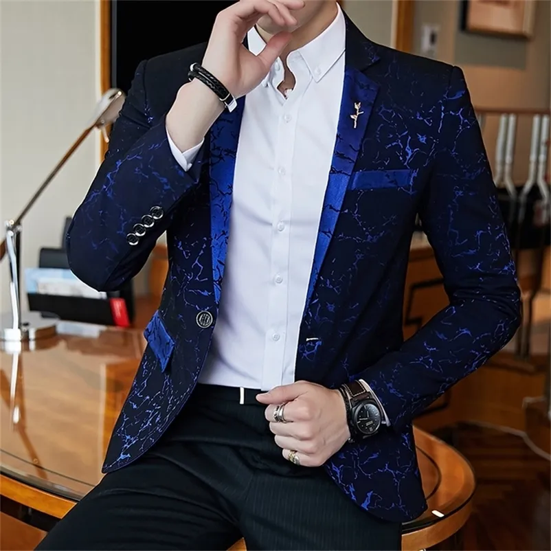 Luxo banquete festa terno jaqueta vestido de noite moda jacquard casual negócios jaqueta magro jaqueta de casamento masculino roupas 220801