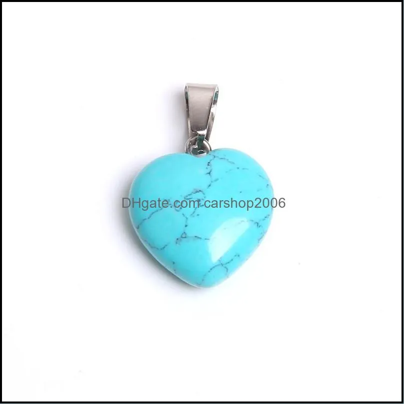 Heart shape natural stone charms pendants for DIY necklace earrings jewelry making