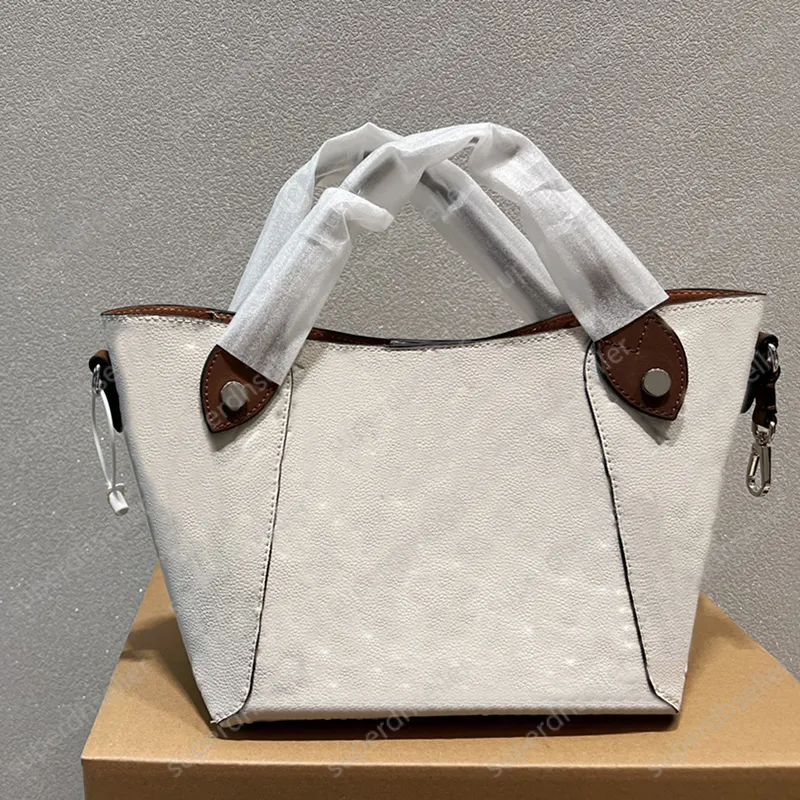 Witte reliëf schoudertassen Flower Shell Totes Handtassen Mode Bucket Bag Crossbody Grote capaciteit Shopping Portemonnee Hoge kwaliteit leer