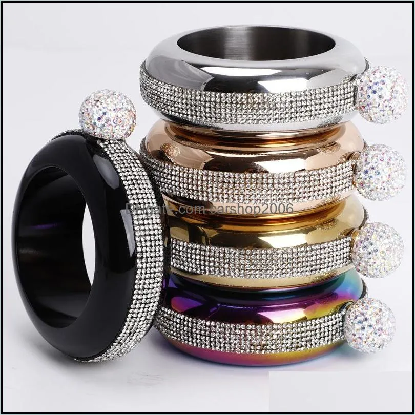 304 stainless steel hip flask rhinestone bracelet 3.5oz portable flagon fashion round whisky wine alcohol bottle vt1946