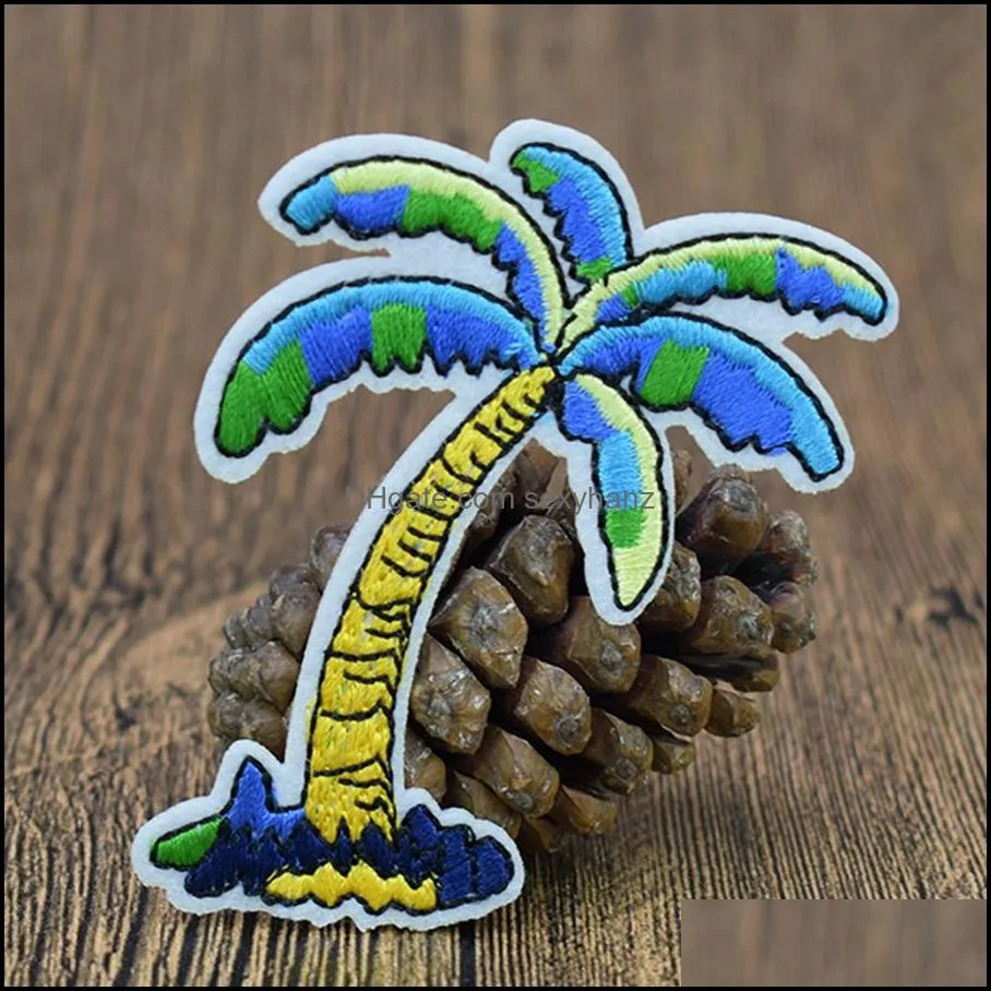 10 pcs embroidery coconut tree badge for kids teens adults iron on transfer embroidery for clothes jeans jacket sew