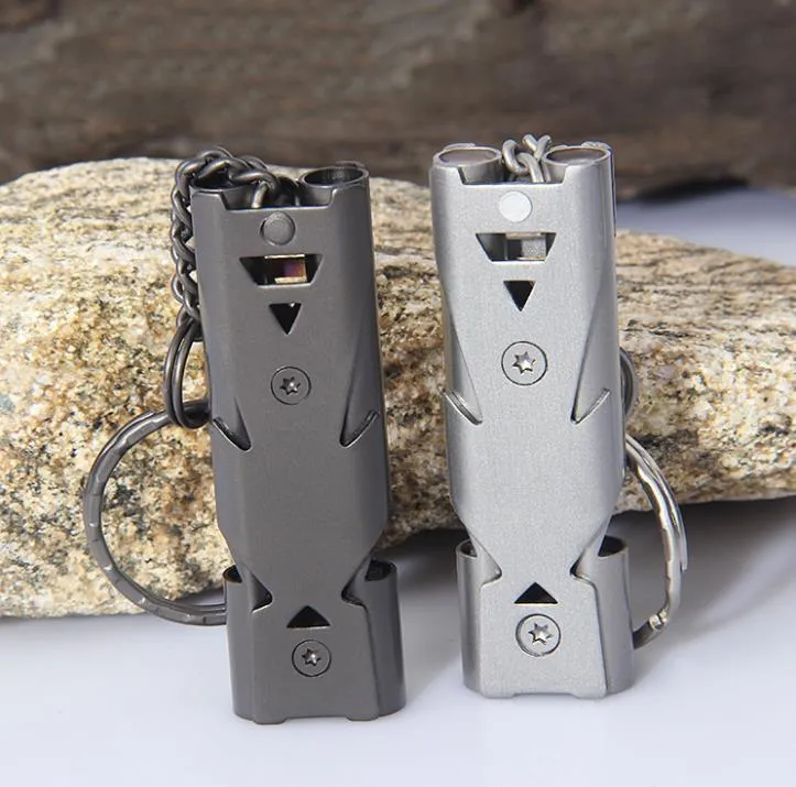 Other Home Garden Outdoor Survival Whistle Double Pipe Whistle Stainless Steel Alloy Keychain Cheerleading Emergency Multi Tool SN6257