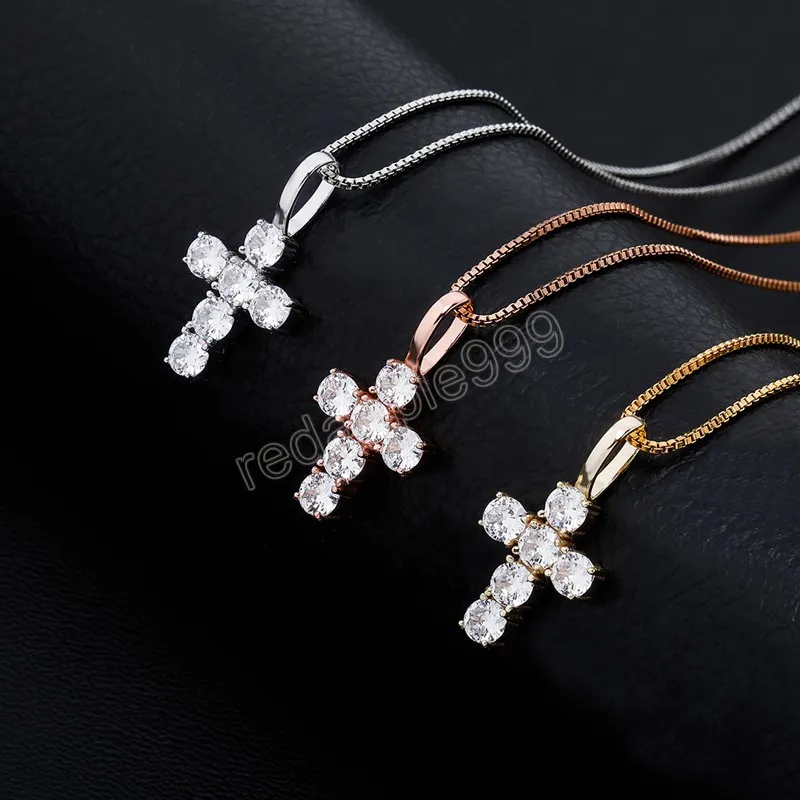 925 Sterling Silver CROSS Pendant With Box Chain Pendant Iced Out Cubic Zirconia Women's Pendant Hip Hop Jewelry Gift