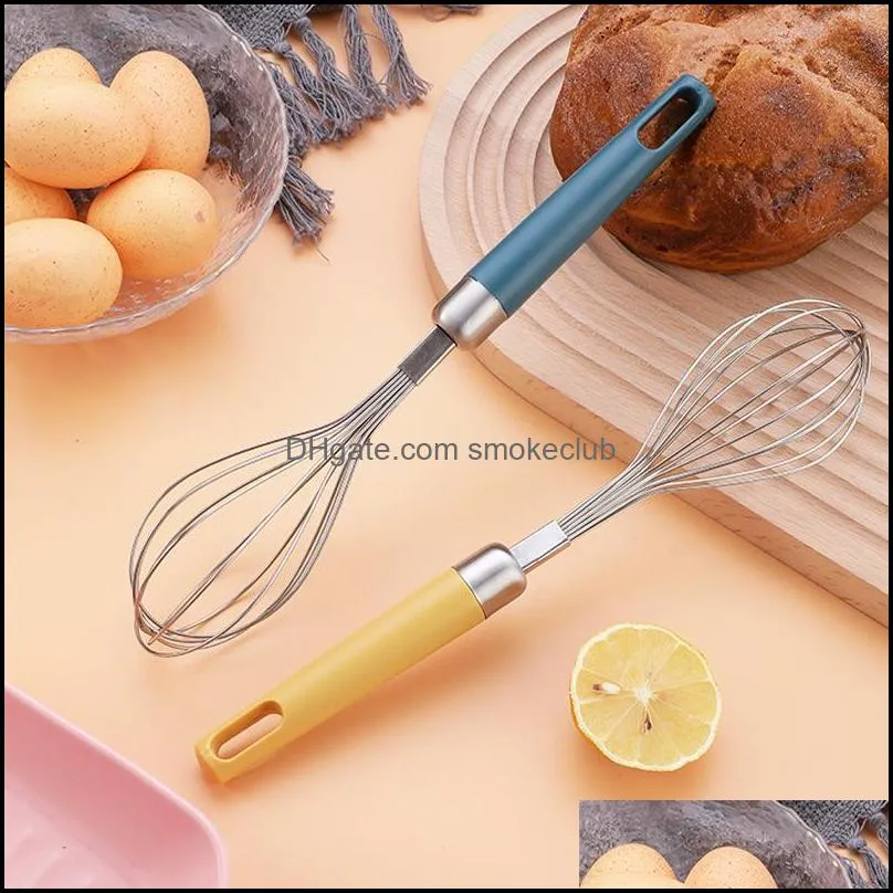 Stainless Steel Manual Egg Beater Tools Creative Household Plastic Handle Mixer Baking Cream Eggs Stirring Kitchen Tool RRB14964