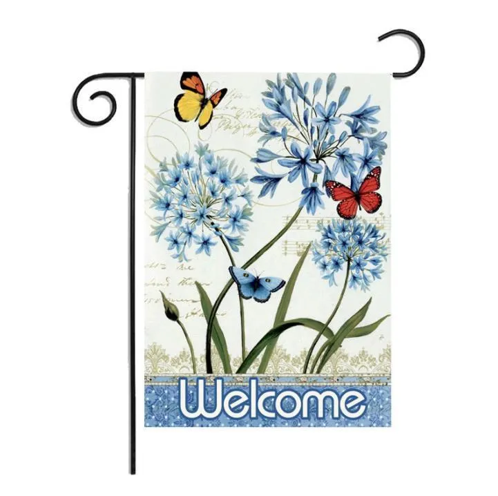 Butterfly spring flag linen Garden Flag double sided printing home Outdoor Thanksgiving Banner Flags Party Supplies SN4928