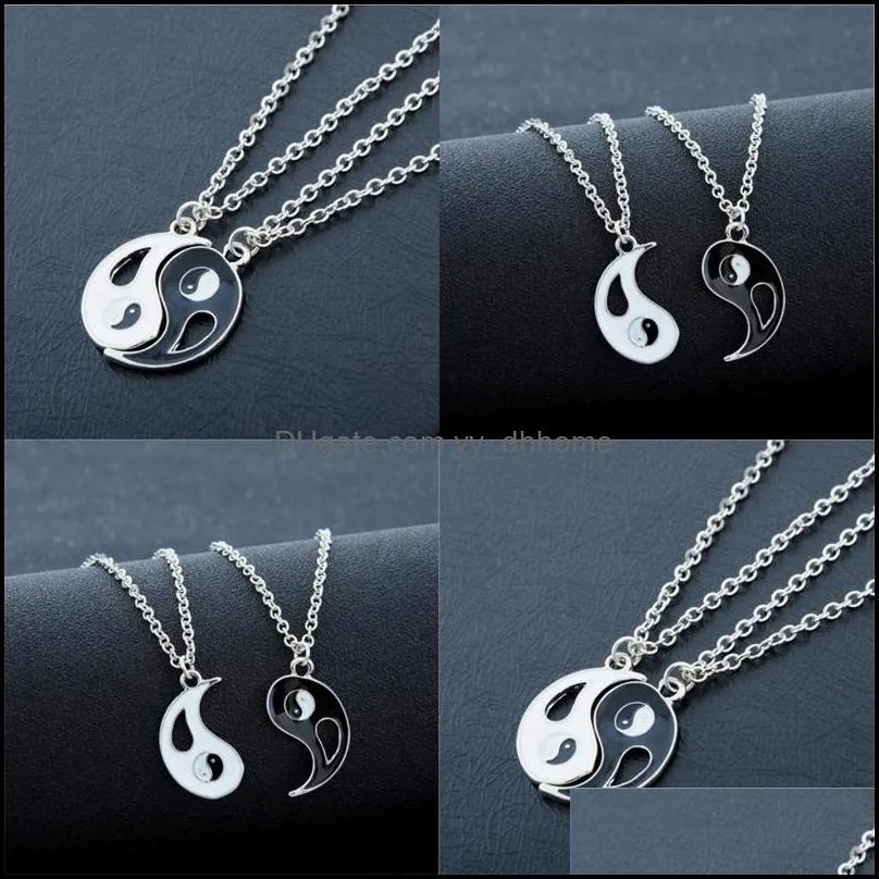 Friends stitching Lovers Charm Pendant Necklace colar masculino Taiji gossip yin yang couple necklaces 11 N2