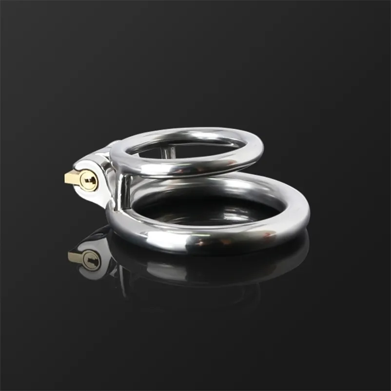 Stainless Steel Chastity Training Ring Locking Double Ball Stretcher Exercise Scrotum Cage With Lock 220316_voghion.com