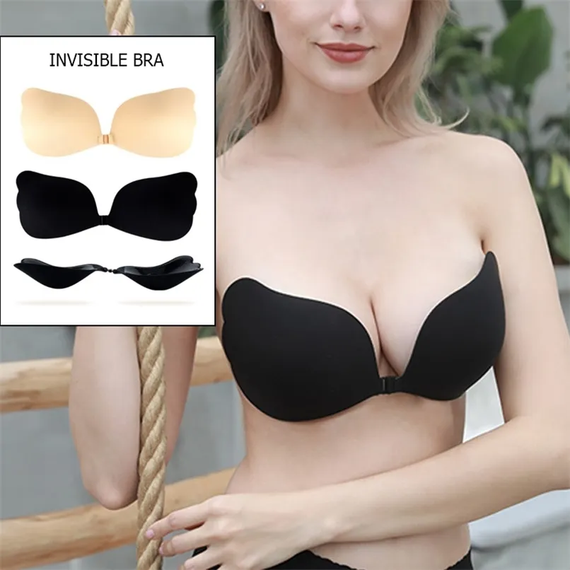 Lyft upp bröstpasta kvinnors nakna bh sexig osynlig behå Tryck upp bröstpastiga underkläder Tillbehör 220514