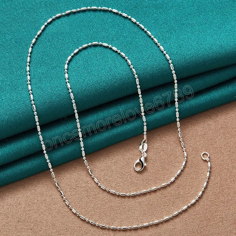 925 Sterling Silver Bamboo Bead Chain 16/18/20/22/24/26/28/30 بوصة لقلادة للسيدات