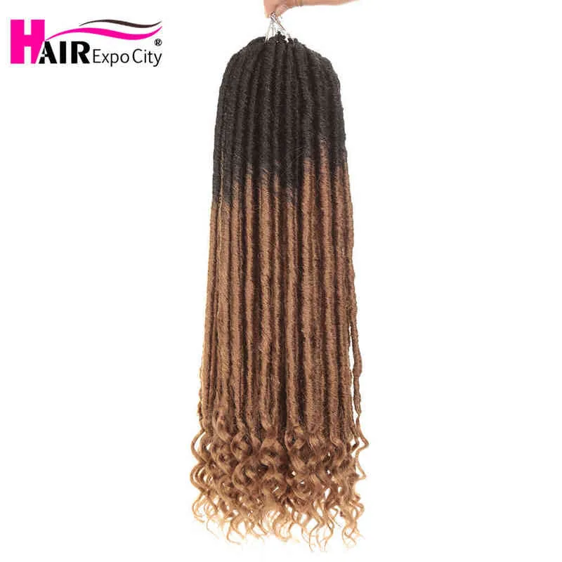 20 pouces Déesse Cheveux Ombre Faux Locs Crochet Tresses Doux Naturel Tresse Synthétique Tressage Extensions Expo 220610