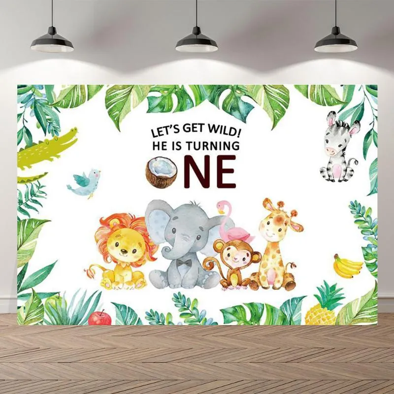 Décoration de fête Let's Wild One Birthday Backdrops Décor de table Affiche Tropical Jungle Forest Born Baby 1st Po BackgroundsParty Decoratio