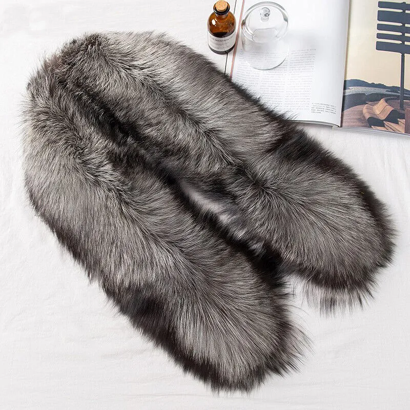 Men's Real Fox Fur Scarf Collar Winter Neckerchief Wraps Double