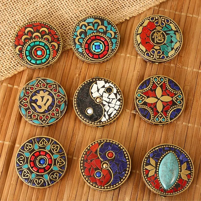 Pendant Necklaces 45mm Yin Yang Flower Moon OM Buddha Eye Yoga Charms Big Round Retro Nepal For Jewelry Making Hanging JewelryPendant