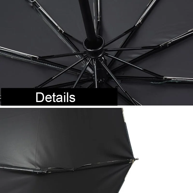 Camouflage Automatic Folding Rain Umbrella Anti UV Travel Backpack Sun Umbrellas Portable Car Strong Windproof Parasol 10 Ribs Black Coating HY0400