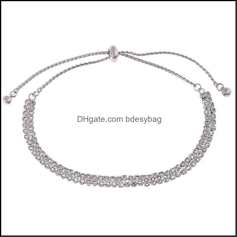 layers cubic zirconia link bracelets for women charms trend silver color adjustable chain double cz tennis bracelet jewelry charm