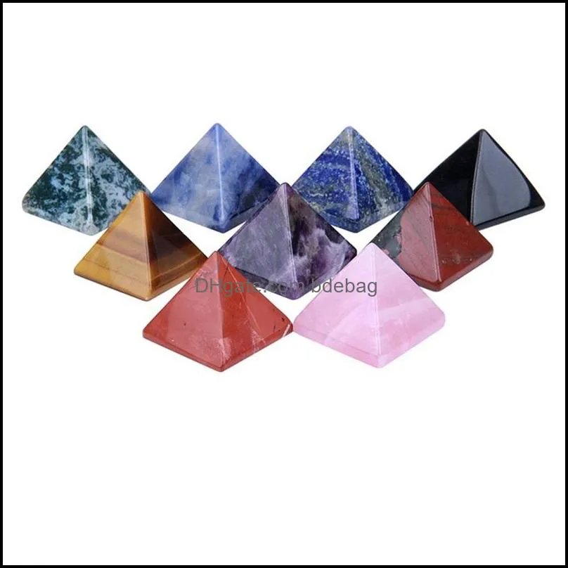 Pyramid Natural Stone Crystal Healing Wicca Spirituality Carvings Stone Craft Square Quartz Turquoise Gemstone Carnelian Jewelry 657