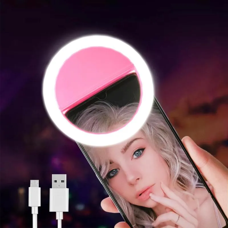 Luz de iluminação Luz de anel selfie para celular Câmera de vídeo portátil maquiagem mini redonda de preenchimento NightNovelty