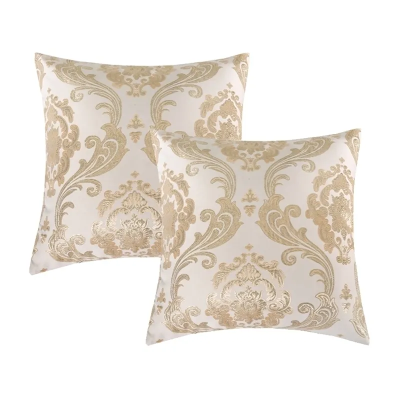 Dekorativa kuddar för soffan Luxury Gold Jacquard Pudowcase Cushion Cover Home Decor Wholesale 2 Pack för 18 x 18 tum T200601