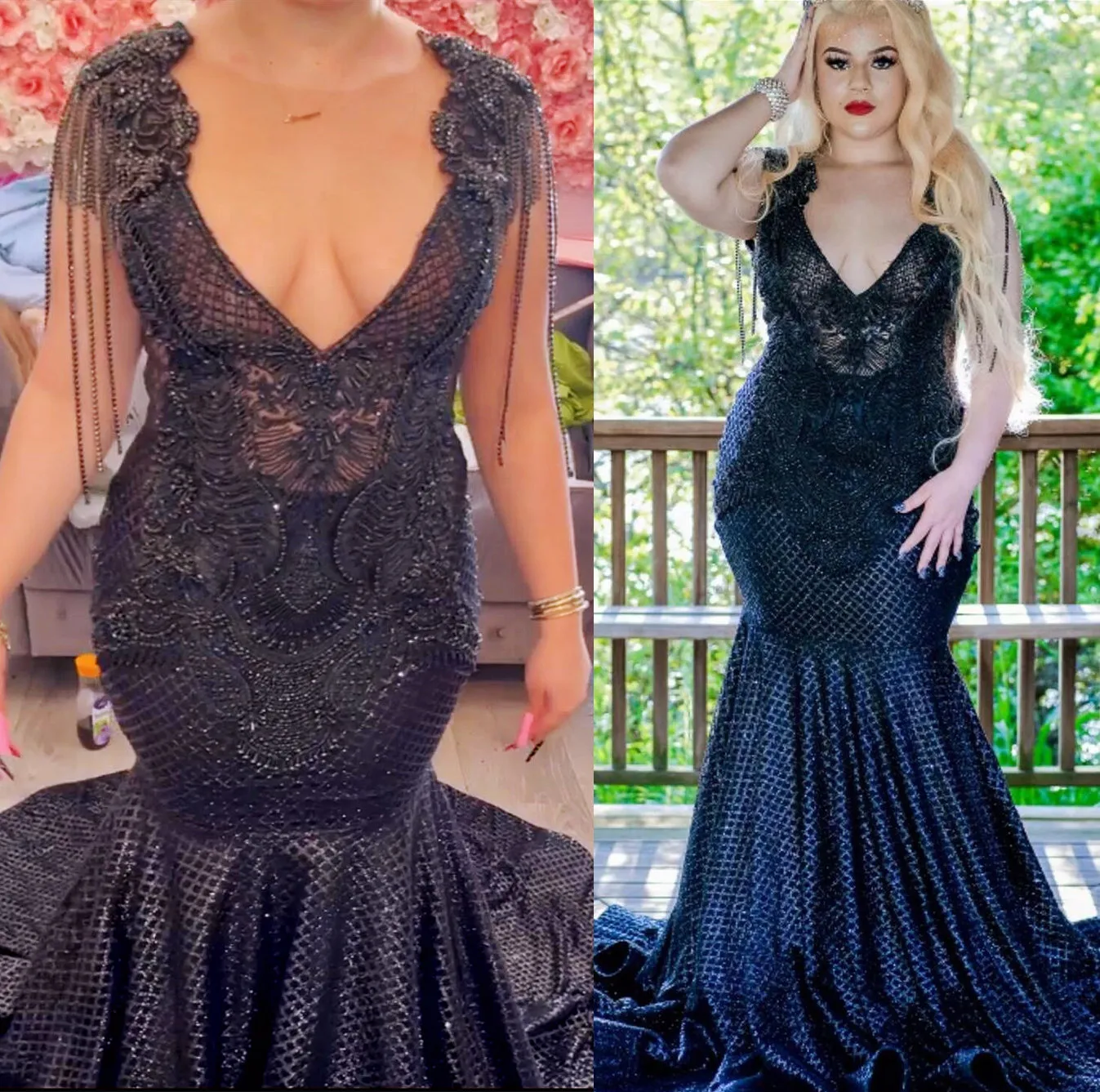 2022 Plus Size Arabic Aso Ebi Black Mermaid Luxurious Prom Dresses Pärled Crystals Evening Formal Party Second Reception Birthday Engagement Gowns Dress ZJ553