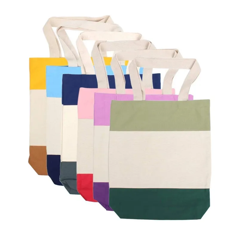 35x10x40cm Tri-Color Canvas Blank Shopping Tote Bags Reusable Cotton grocery High Capacity Shopping Bag LX4950