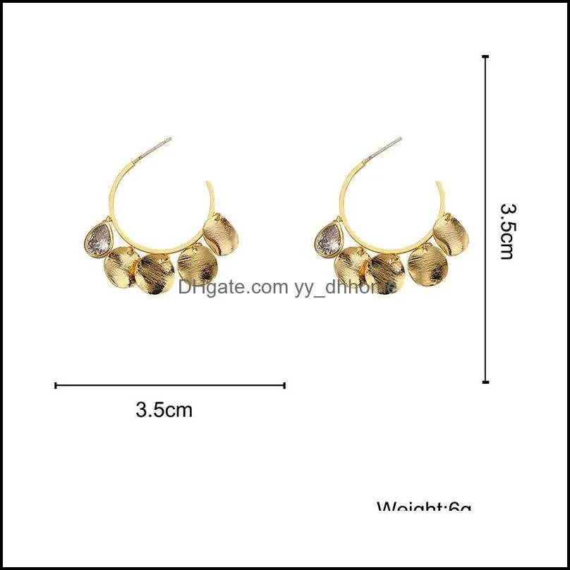 Colorful Metal Flower Tassel Hoop Earring for Women Fashion Personality Round Pendant C Shape Hoop Earrings