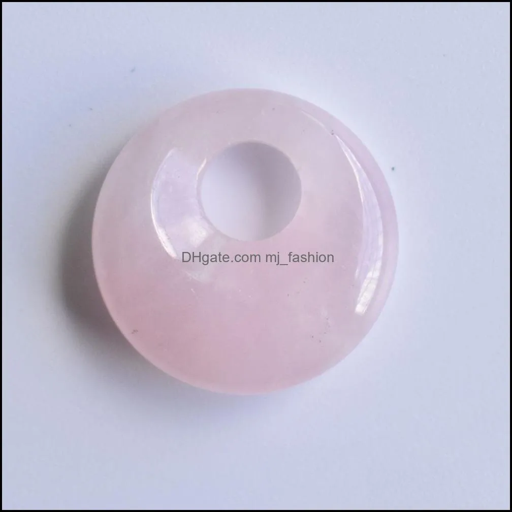 18mm natural stone crystals gogo donut charms rose quartz pendants beads for jewelry making mjfashion