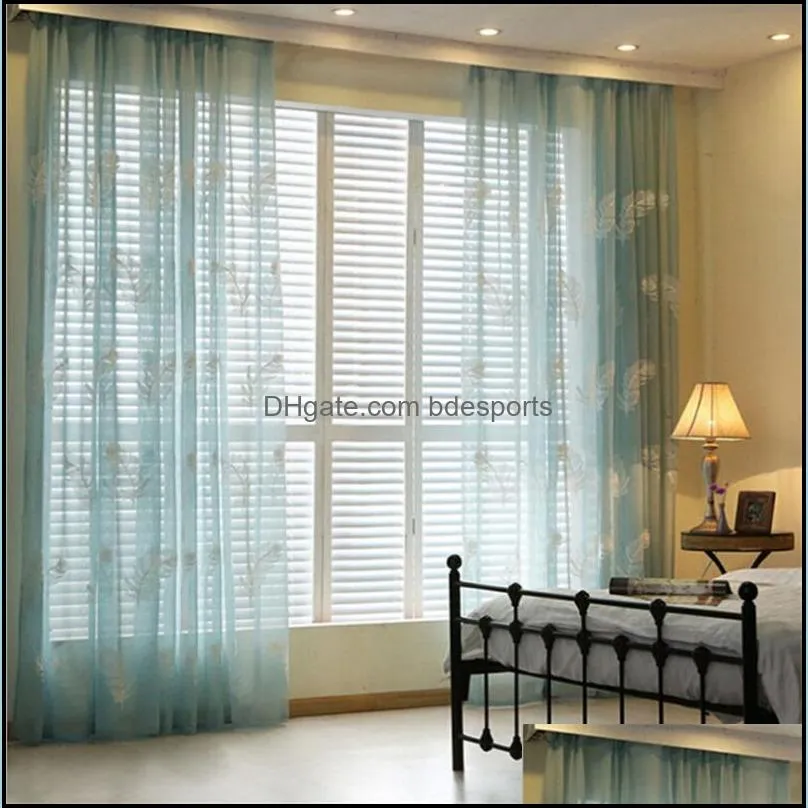 BHD minimalism embroidered tulle sheer for window curtains for living room the bedroom modern tulle curtains fabric drapes1