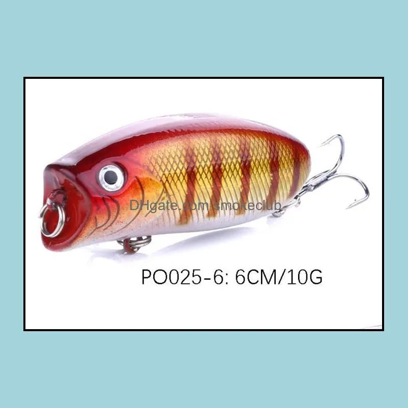8PCS 7cm/10g 2.75in/0.35oz Popper 8colors mixed hard baits Artificial Fishing Lure Sea Bionic baits High-quality!