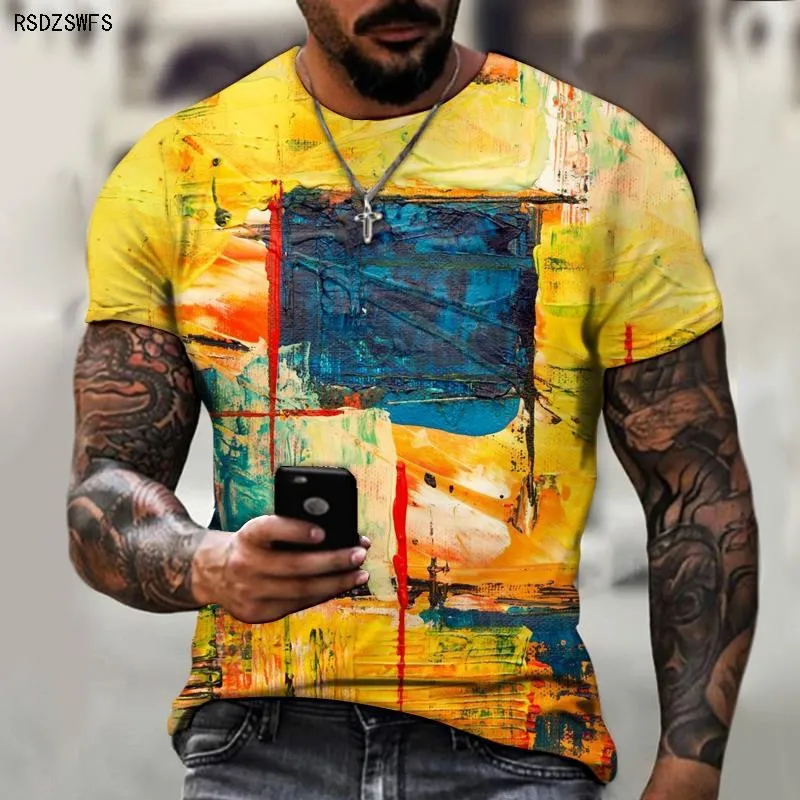 T-shirts pour hommes couture Art rétro tendance mode décontracté coloré impression 3D rue Harajuku T-shirt surdimensionné 5XL O col