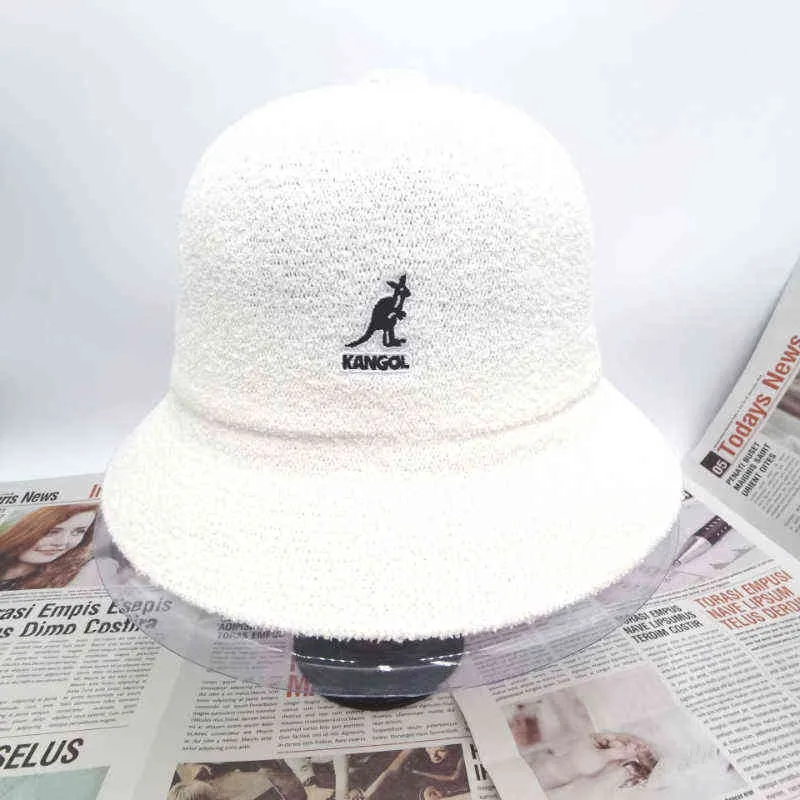 Kangol jednolity kolor dorywczo Unisex wiadro klasyczna kopuła kapelusz rybaka czarny kangur umywalka kapelusz sport wypoczynek projektant kapelusz typu Bucket H220419