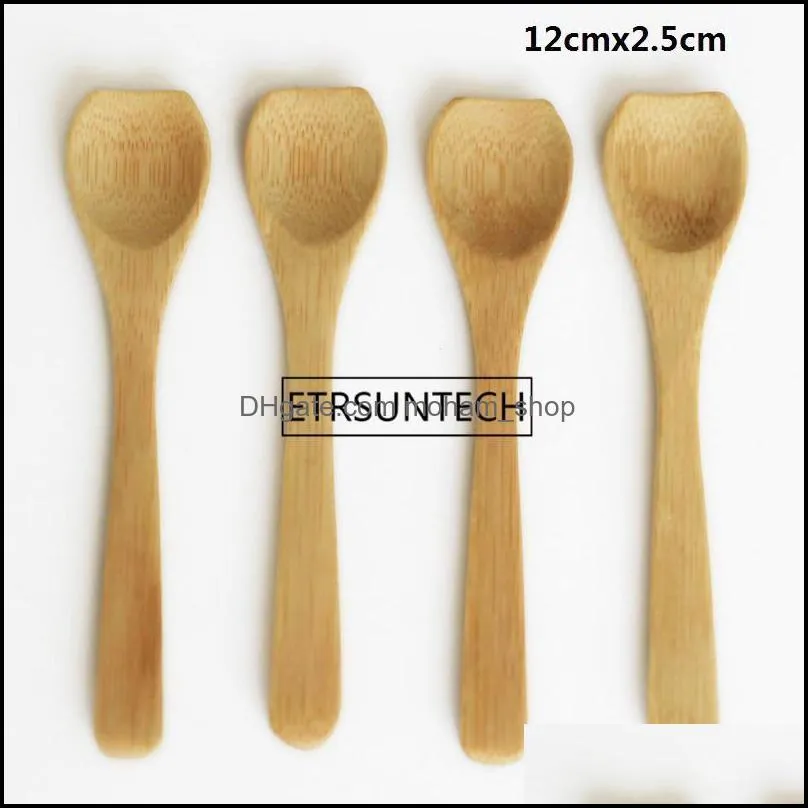 8 Size Small bamboo Spoons Natural Eeo-Friendly Mini Honey Spoons Kitchen Mini Coffee Teaspoon Kids Ice Cream Scoop 9~16cm RRA6780