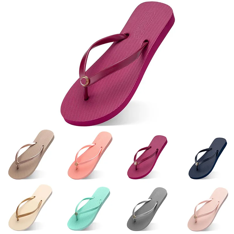 Women Slippers Fashion Flip Flops Beach Hotel Indoor Slipper Triple Black Pink White Lemon Green Grey Navy Womens Shoes Eighty