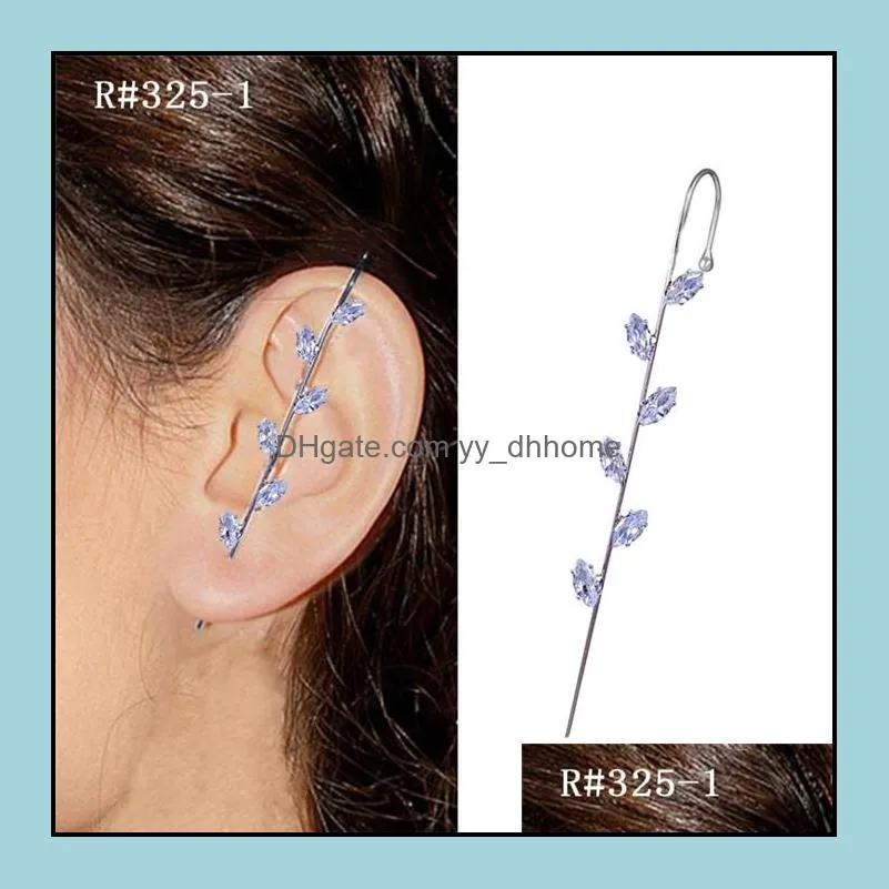 fashion crystal piercing earring studs bride ear cuff crawler hook earrings high quality rhinestone jewelry for women girls