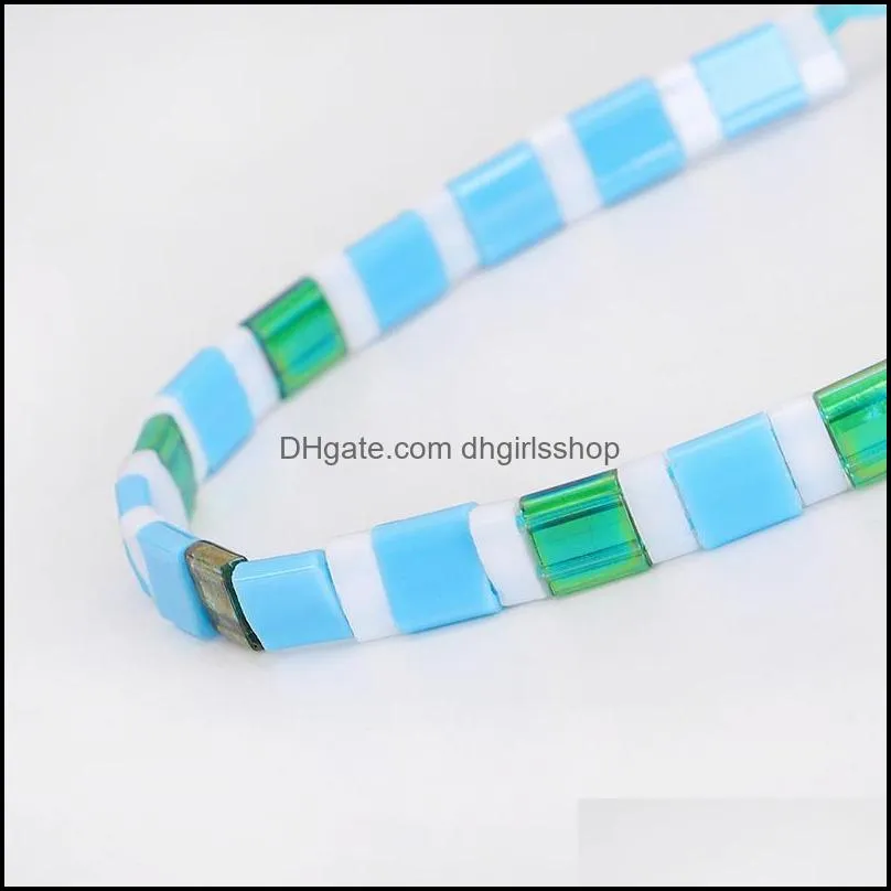 4 style handmade colorful square tila tile seed beads vsco girl friendship bracelets boho adjustable wristband jewelry gifts for women