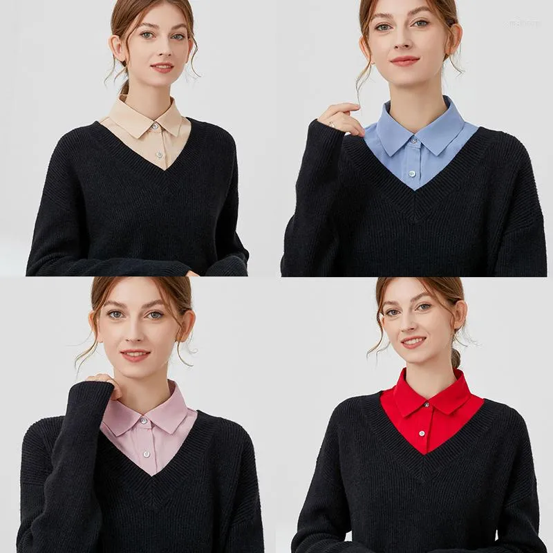 Bow Ties Chiffon Lapel Fake Collar Blouse Vintage Solid Color Detachable Women's Shirt Tie Top False CollarBow