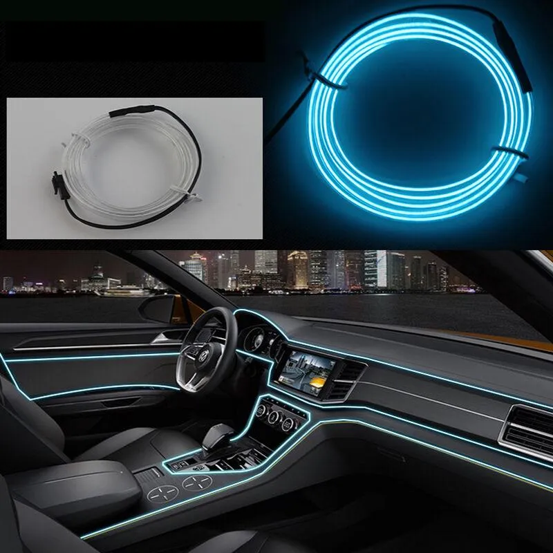 Andra interiörstillbehör Ambient Lamp RGB CAR LED Neon Cold Light Auto Atmosphere Refit Decoration Strips Shine USB Lighter DRI273U
