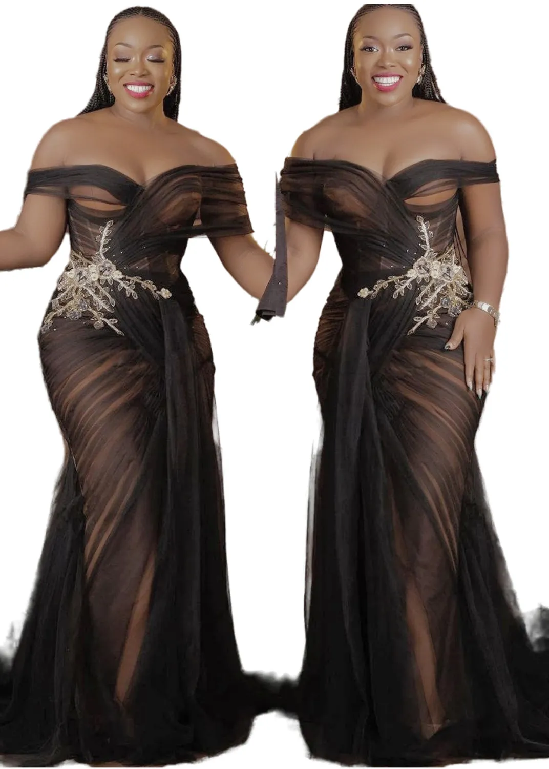 2022 Plus Size Arabic Aso Ebi Black Mermaid Sexy Prom Dresses Lace Beaded Evening Formal Party Second Reception Birthday Engagement Bridesmaid Gowns Dress ZJQ11