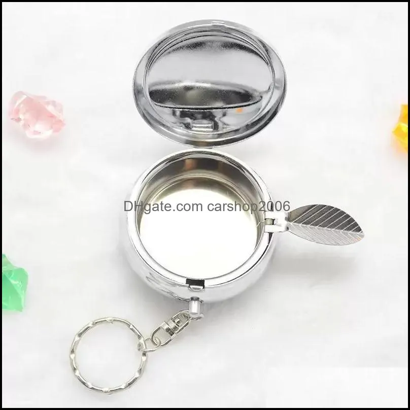 mini round keyring favor sublimation blank ashtray keychain zinc alloy pocket cigarette ashtrays creative christmas gift