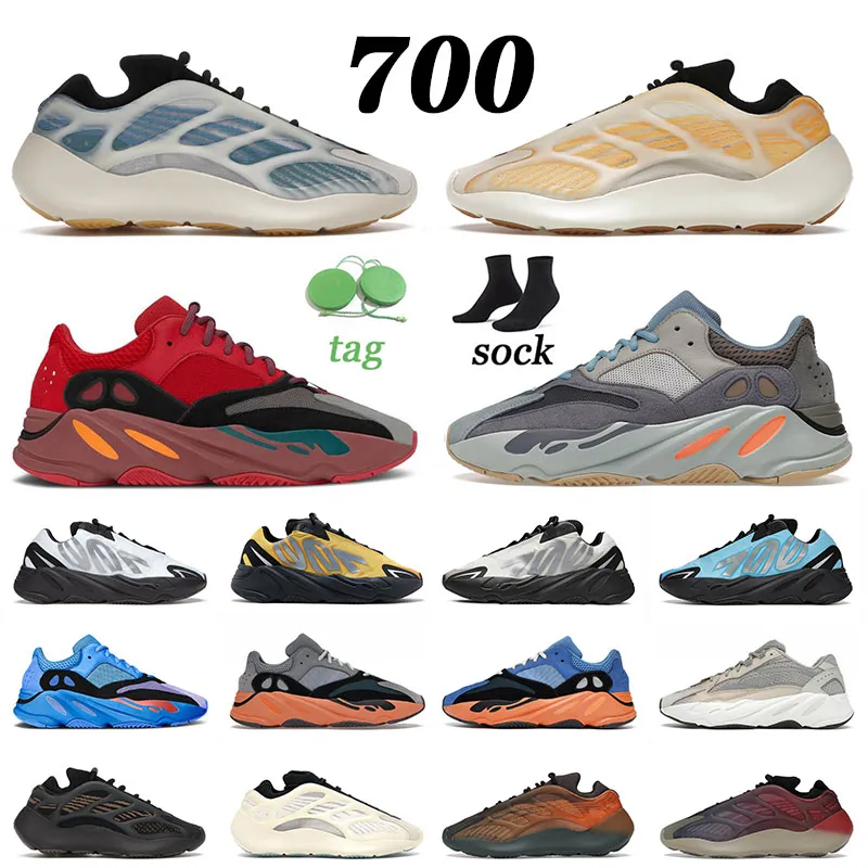 2022 Ankomst Yeezy Boost 700 V3 V2 Running Shoes Kanye West Size 12 Kyanite Safflor Hi Res Red Carbol Blue Bone For Men Women Trainers Sneakers 36-46