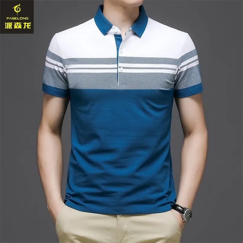 男性夏の縞模様のポロシャツ半袖