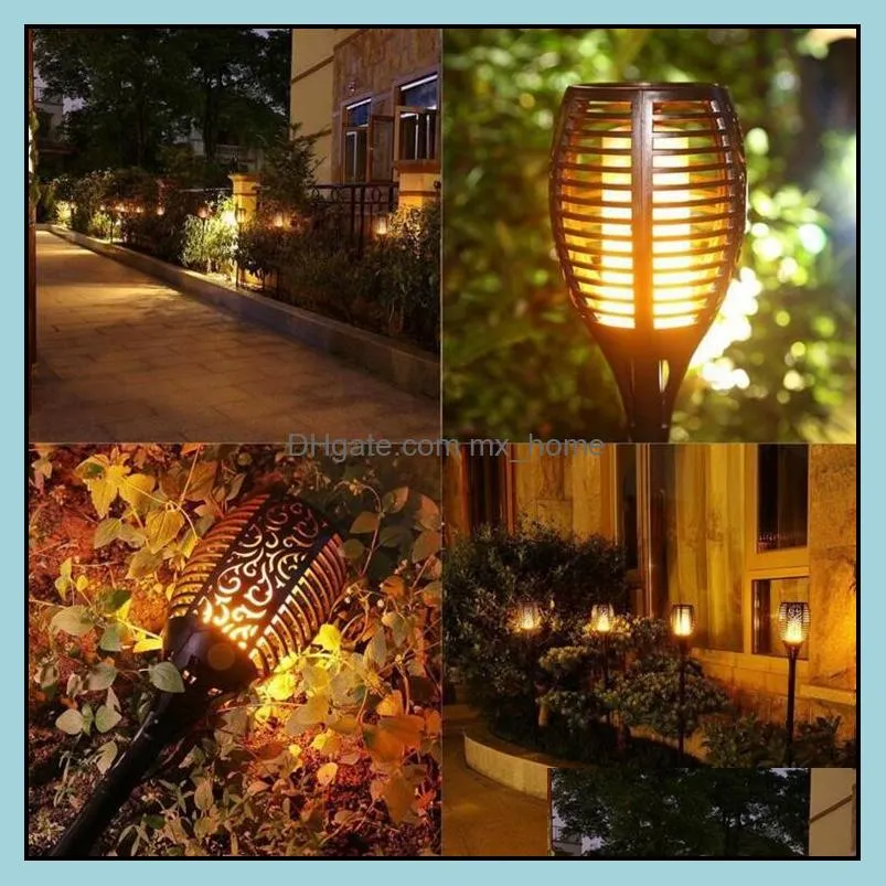 solar powered led flame lamp outdoor solar led fire lights garden decoration waterproof dancing flickering torch light cfyz17q