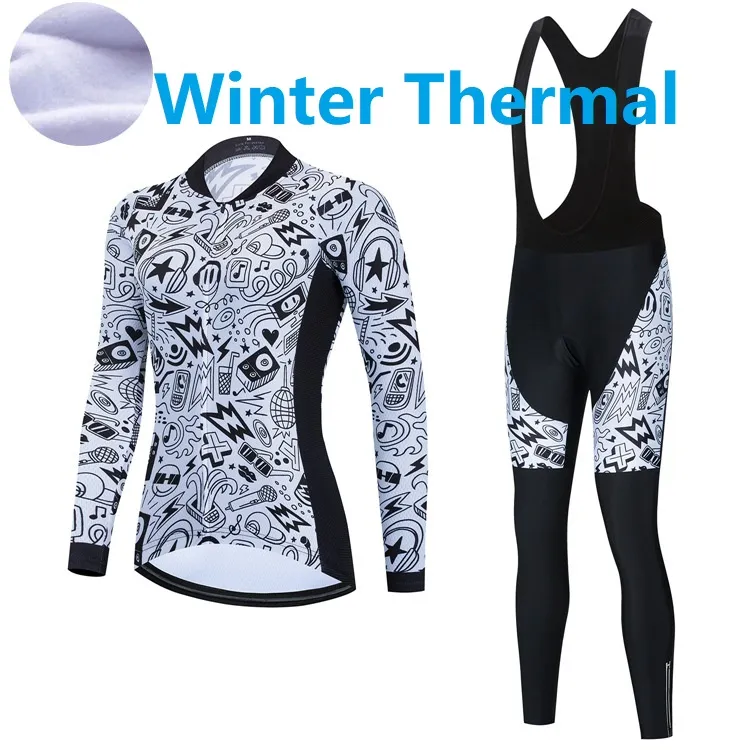 2024 Pro Women Winter Cycling Jersey Set Long Sleeve Mountain Bike Cycling Clothing Breathable MTB Bicycle Clothes Wear Suit B8