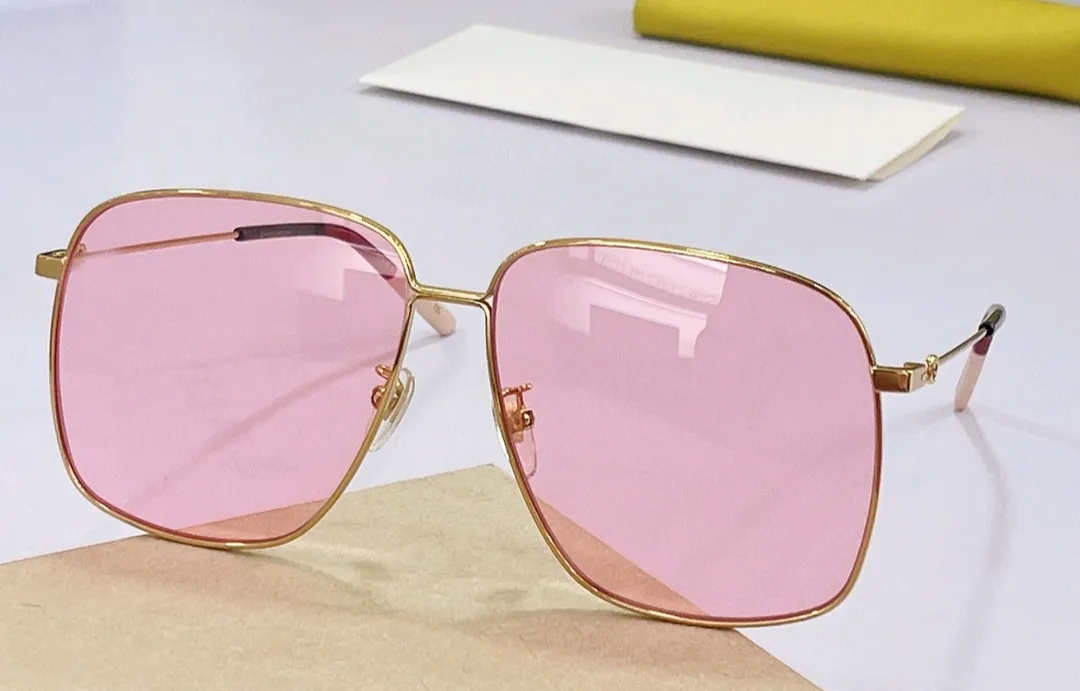 Gold Rosa Quadratische Sonnenbrille für Damen Herren Pilotenbrille Sonnenbrille occhiali da sole uv400 Schutz mit Box
