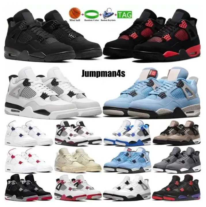 أحذية كرة السلة للرجال من Jumpman 4 4s باللون الأزرق من جامعة 2022 أحذية كرة السلة للرجال باللون الأبيض والجوافة والجليد Oreo sail noir معدنية أرجوانية سوداء على شكل قطة ولامعة من الصبار اللامع أحذية رياضية للرجال والنساء 5.5-13